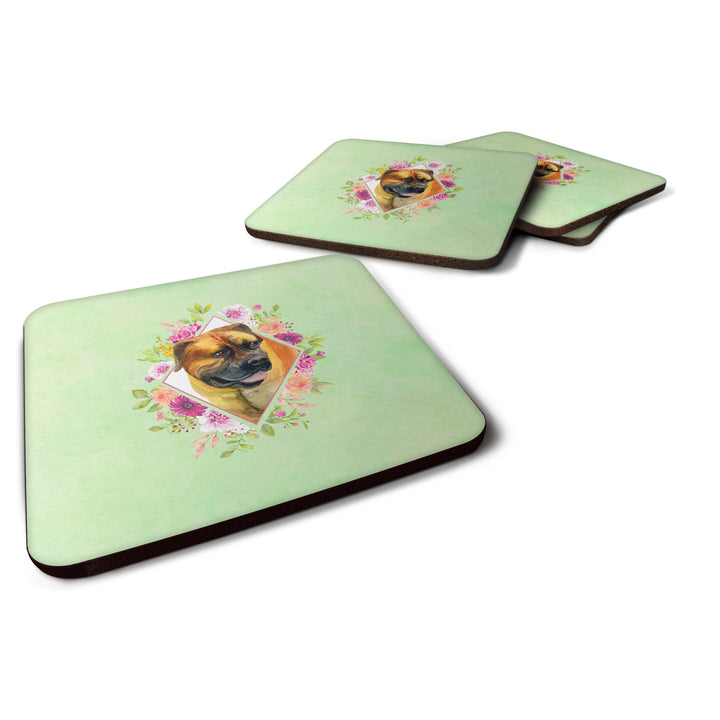 Borboel Mastiff Green Flowers Foam Coaster Set of 4 Image 1