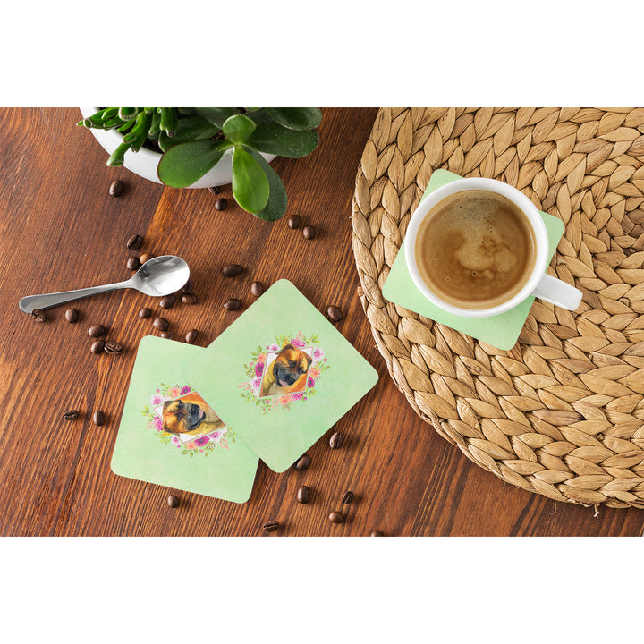 Borboel Mastiff Green Flowers Foam Coaster Set of 4 Image 4