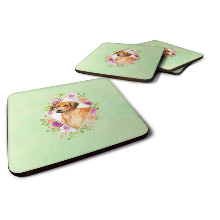 Rhodesian Ridgeback Green Flowers Foam Coaster Set of 4 Image 1