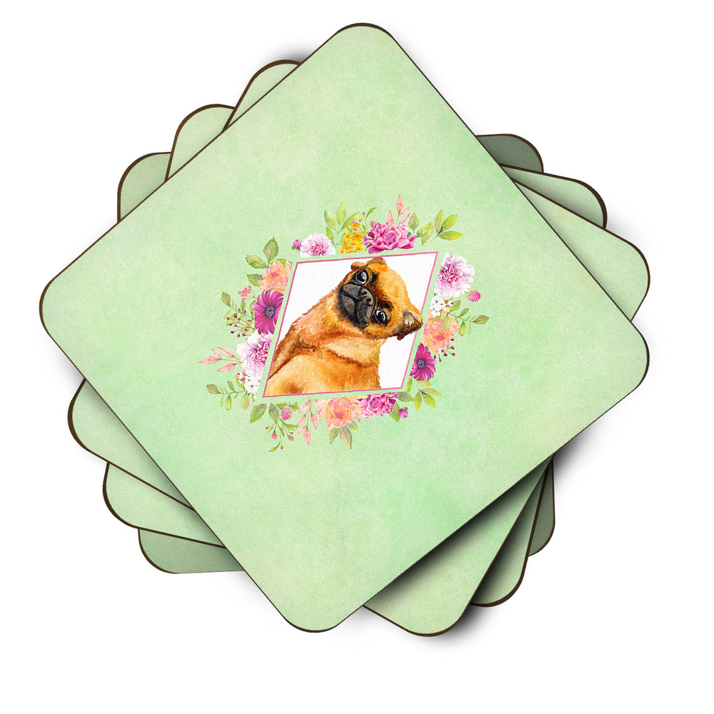 Brabant Griffon Green Flowers Foam Coaster Set of 4 Image 2