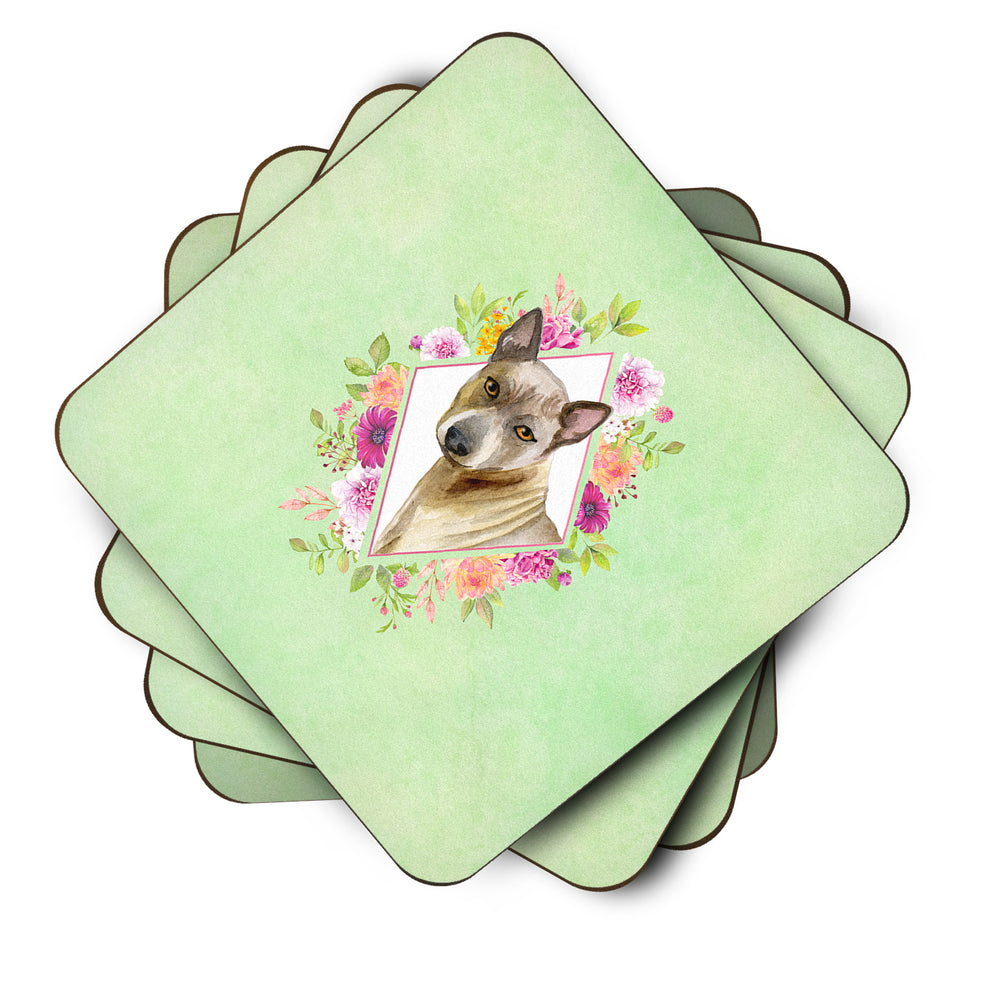 Thai Ridgeback Green Flowers Foam Coaster Set of 4 Image 2