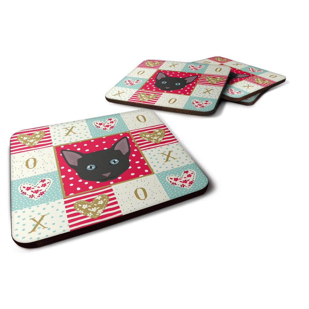 Russian White Black Cat Love Foam Coaster Set of 4 Image 1