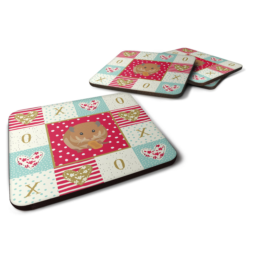 Teddy Bear Hamster Love Foam Coaster Set of 4 Image 1