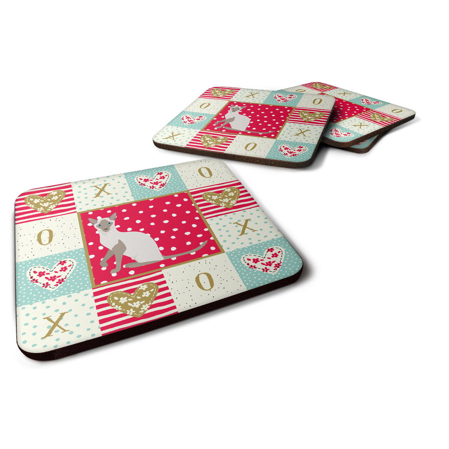 Siamese Modern Cat Love Foam Coaster Set of 4 Image 1