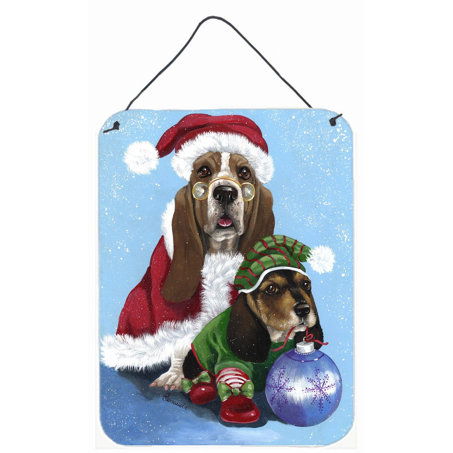 Basset Hound Santa Christmas Wall or Door Hanging Prints Image 1