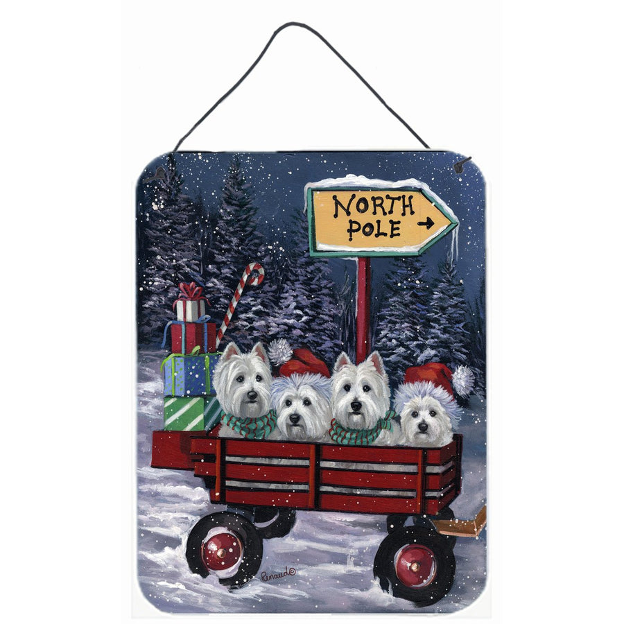 Westie Christmas Red Wagon Wall or Door Hanging Prints Image 1