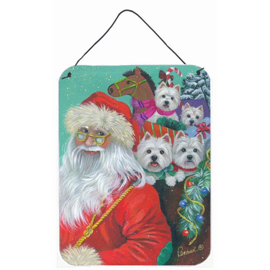 Westie Christmas Santas Westies Wall or Door Hanging Prints Image 1