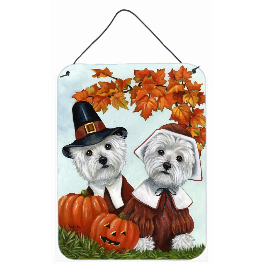 Westie Thanksgiving Pilgrims Wall or Door Hanging Prints Image 1