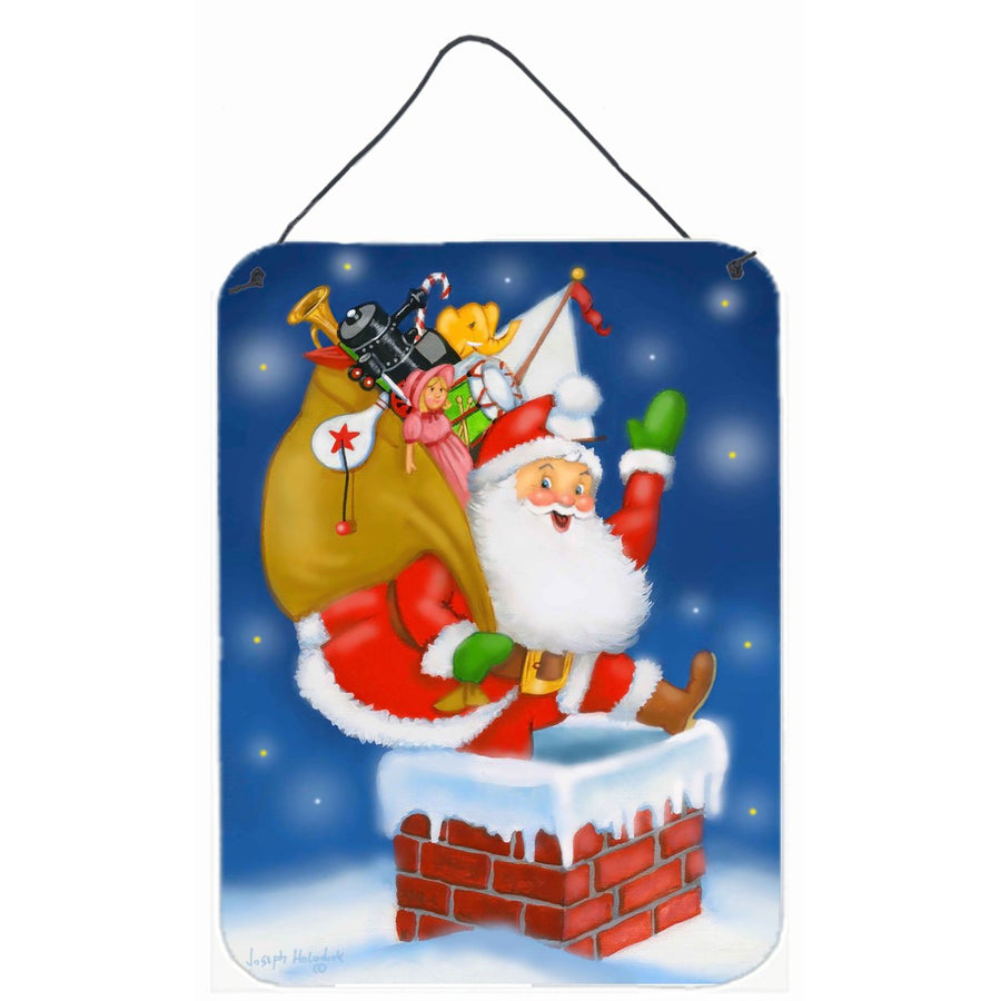 Santa Claus Down the Chimney Wall or Door Hanging Prints Image 1