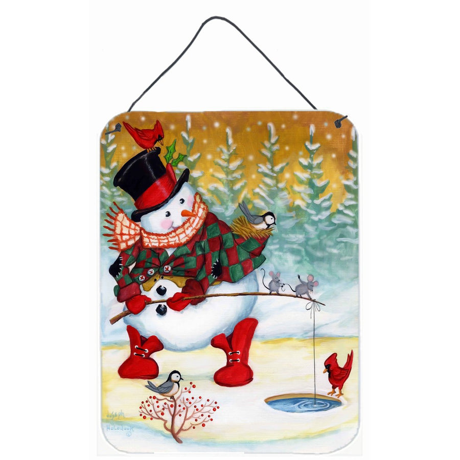 Snowman Fishen Friends Wall or Door Hanging Prints Image 1