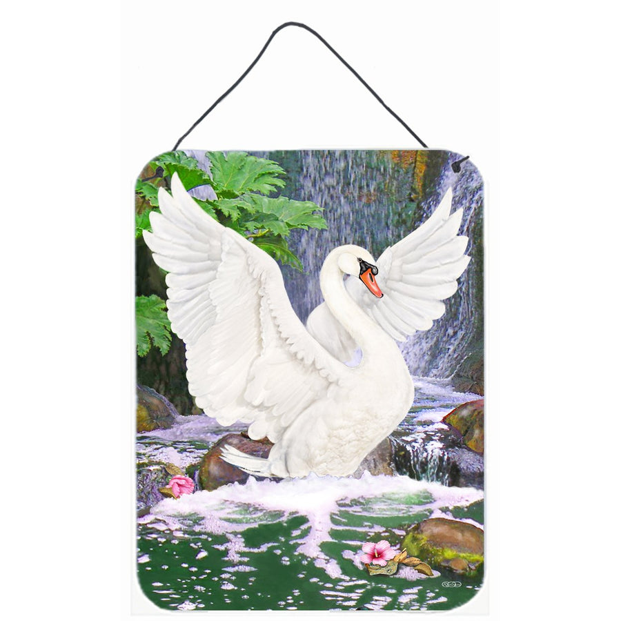 Swan Bathing at Waterfall Wall or Door Hanging Prints Image 1