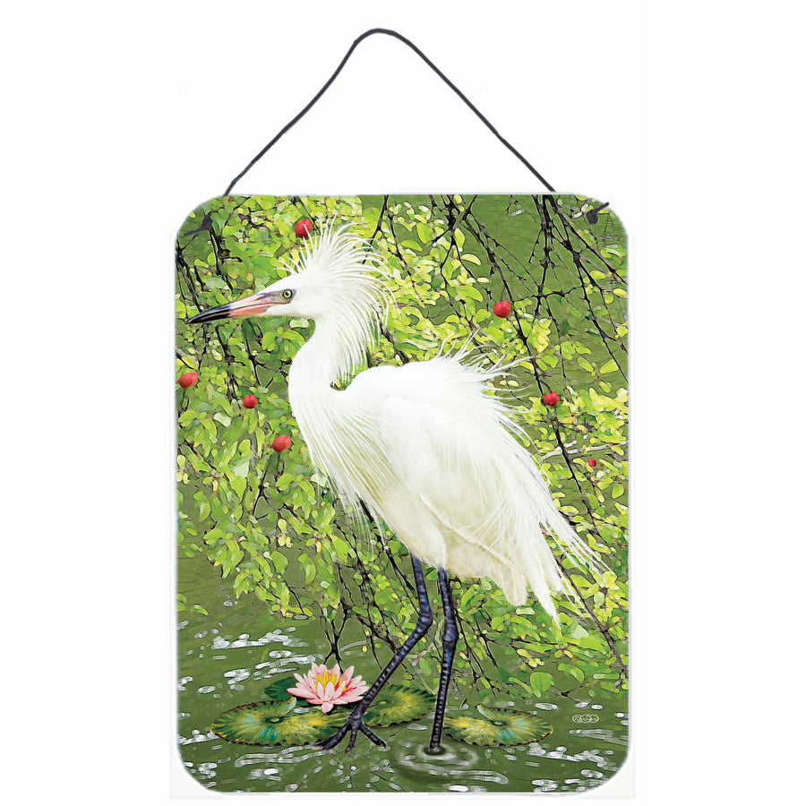 Snowy Egret Under Plum Tree Wall or Door Hanging Prints Image 1