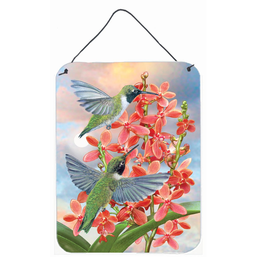 Black Chinned Hummingbirds Orchids Wall or Door Hanging Prints Image 1