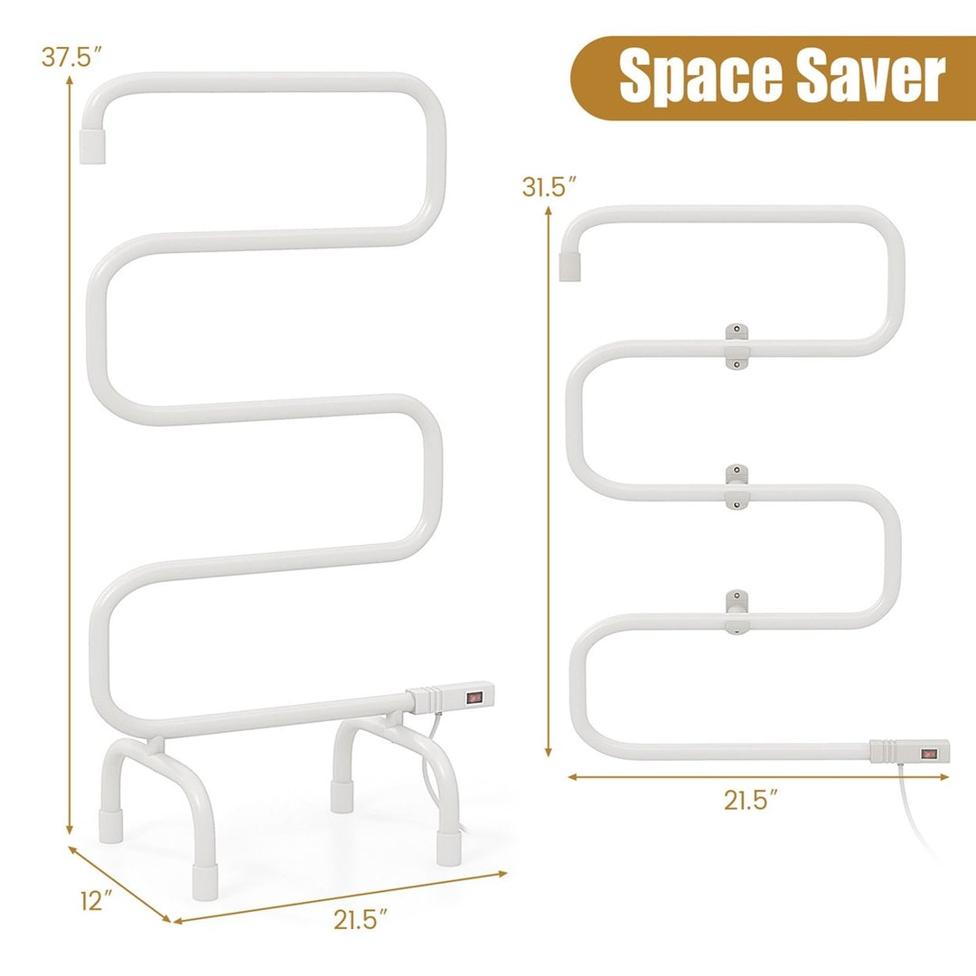 100W Electric Towel Warmer Drying Rack Freestanding and Wall Mounted White Image 3