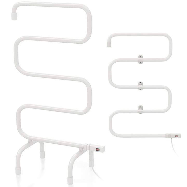 100W Electric Towel Warmer Drying Rack Freestanding and Wall Mounted White Image 10