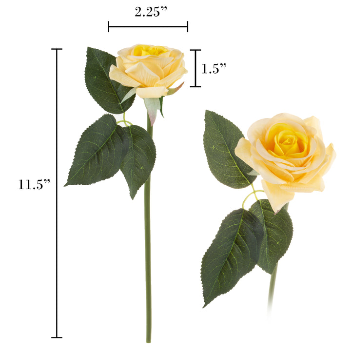 Artificial Yellow Rose Bundles 18 Pcs Real Touch 11.5 Inch Fake Flowers Image 2