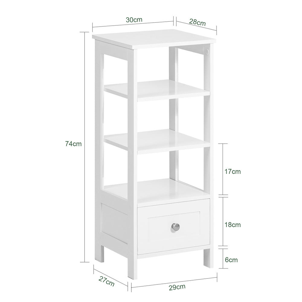 Haotian FBT91-W, White End Table with 1 Drawer, Bedside Table, End Table, Side Table, Lamp Table Image 2