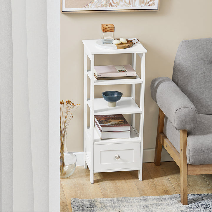 Haotian FBT91-W, White End Table with 1 Drawer, Bedside Table, End Table, Side Table, Lamp Table Image 6