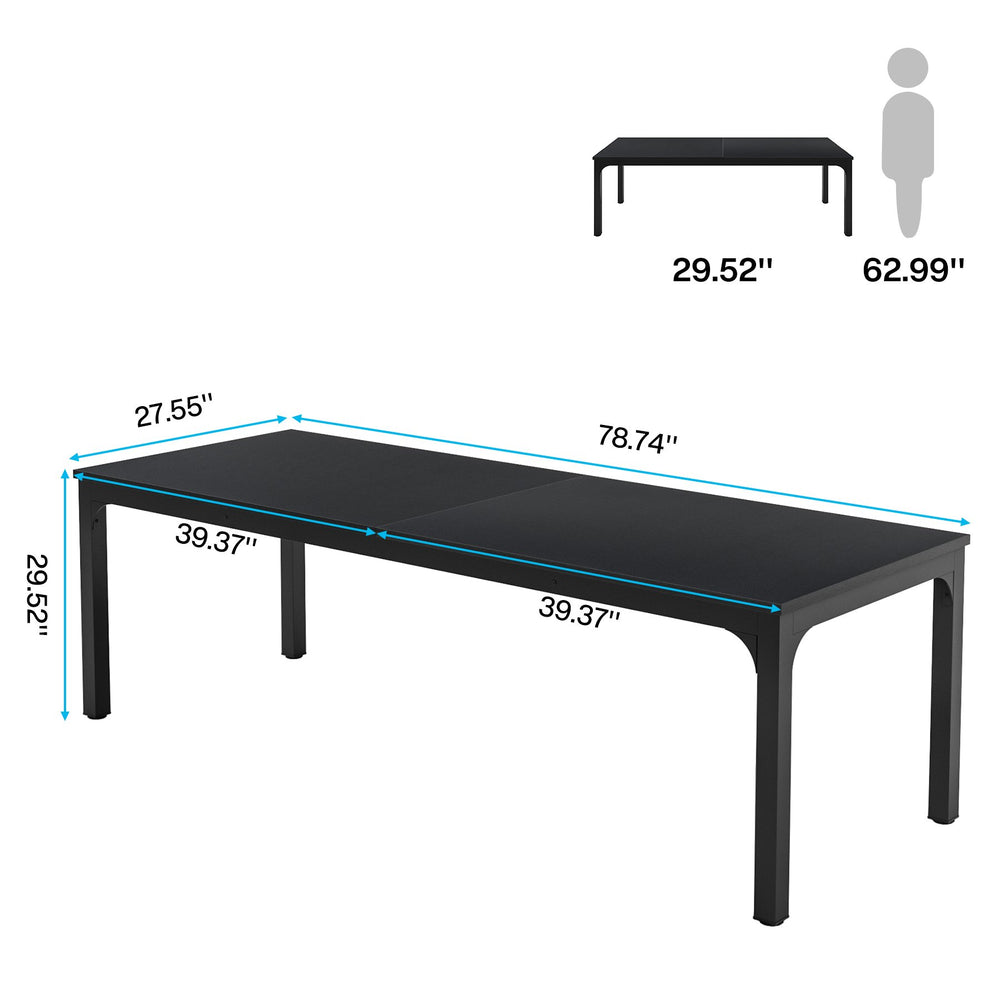 Extra Long 78.7 Inch Computer Desk for 2 People Sturdy MDF Double Workstation Image 2