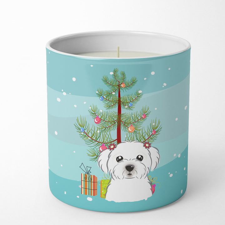 Christmas Tree and Maltese 10 oz Decorative Soy Candle Image 1