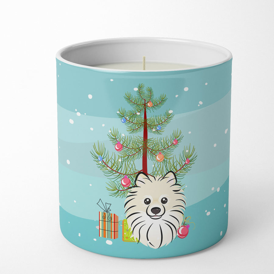 Christmas Tree and Pomeranian 10 oz Decorative Soy Candle Image 1