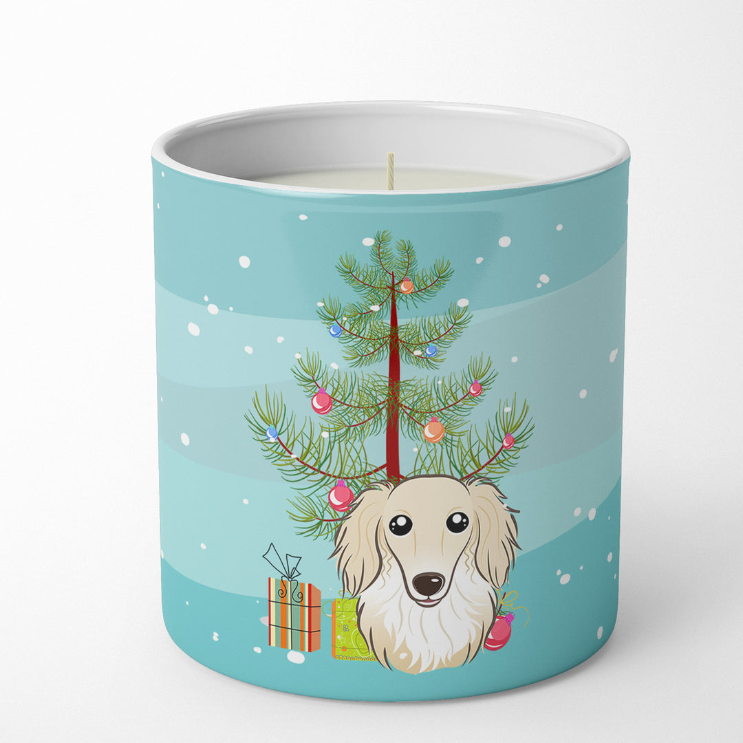 Christmas Tree and Longhair Creme Dachshund 10 oz Decorative Soy Candle Image 1