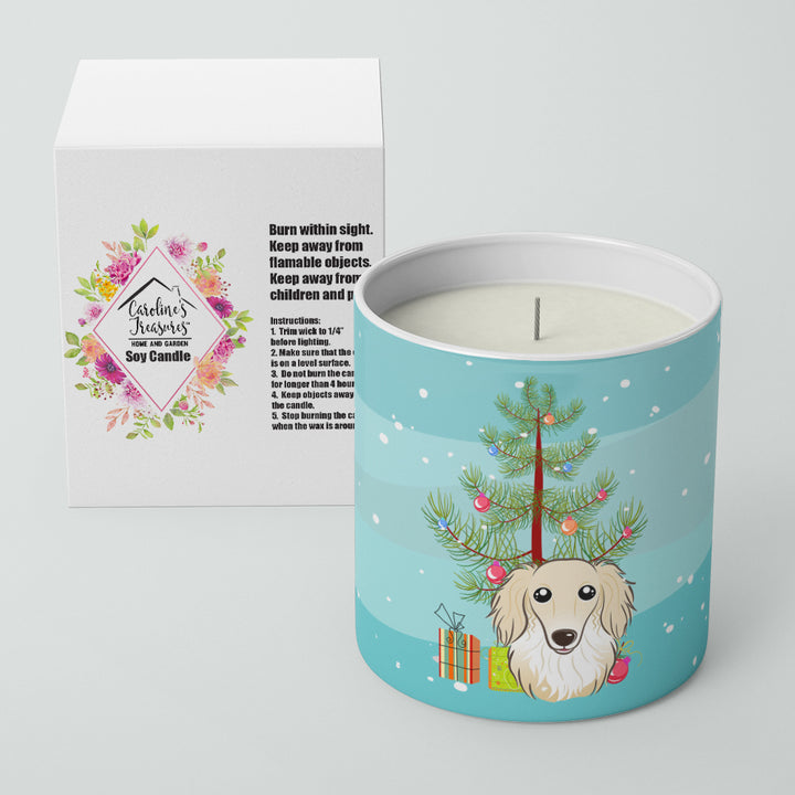 Christmas Tree and Longhair Creme Dachshund 10 oz Decorative Soy Candle Image 2