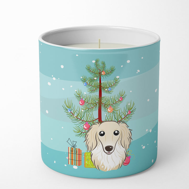 Christmas Tree and Longhair Creme Dachshund 10 oz Decorative Soy Candle Image 4