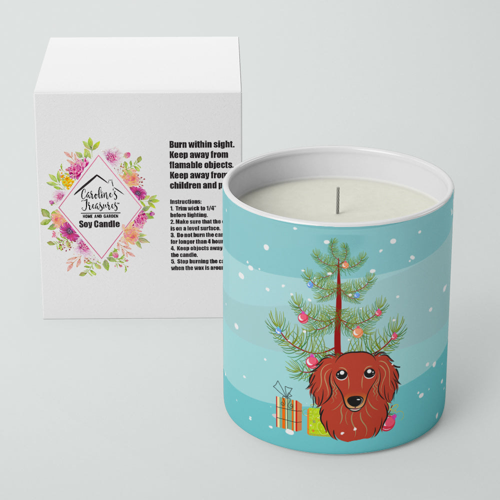 Christmas Tree and Longhair Red Dachshund 10 oz Decorative Soy Candle Image 2