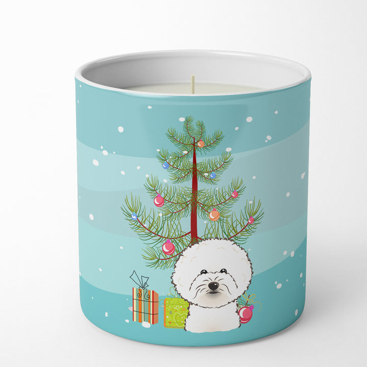 Christmas Tree and Bichon Frise 10 oz Decorative Soy Candle Image 1