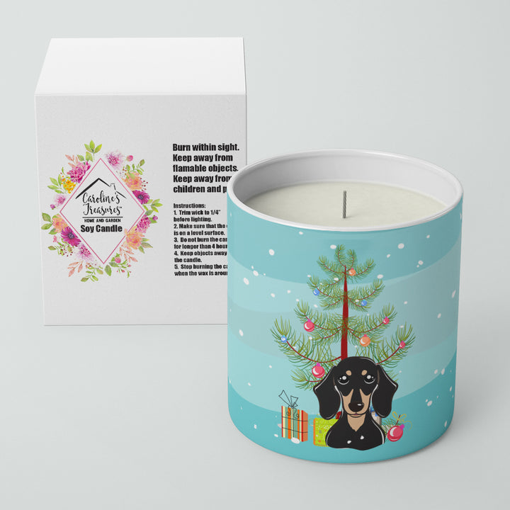 Christmas Tree and Smooth Black and Tan Dachshund 10 oz Decorative Soy Candle Image 2