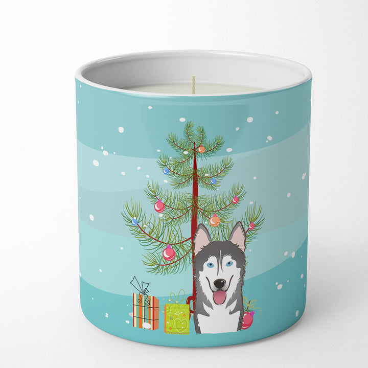 Christmas Tree and Alaskan Malamute 10 oz Decorative Soy Candle Image 1