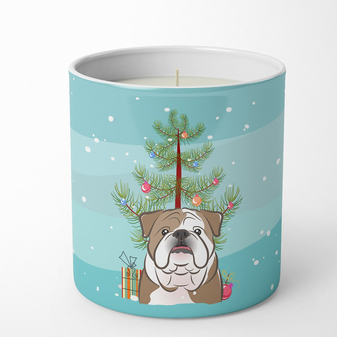 Christmas Tree and English Bulldog 10 oz Decorative Soy Candle Image 1