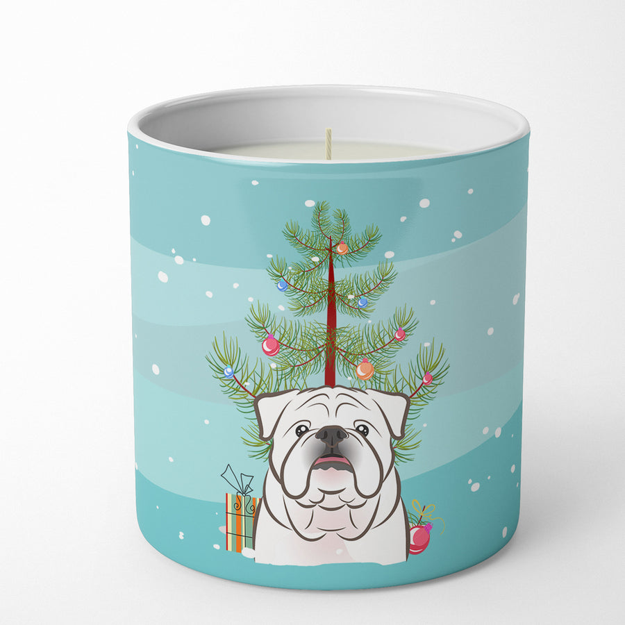 Christmas Tree and White English Bulldog 10 oz Decorative Soy Candle Image 1