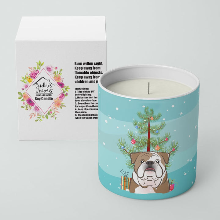 Christmas Tree and English Bulldog 10 oz Decorative Soy Candle Image 2