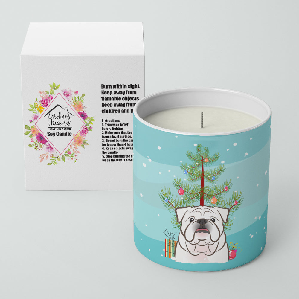 Christmas Tree and White English Bulldog 10 oz Decorative Soy Candle Image 2