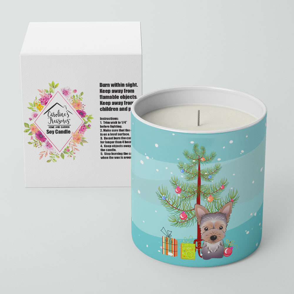 Christmas Tree and Yorkie Puppy 10 oz Decorative Soy Candle Image 2