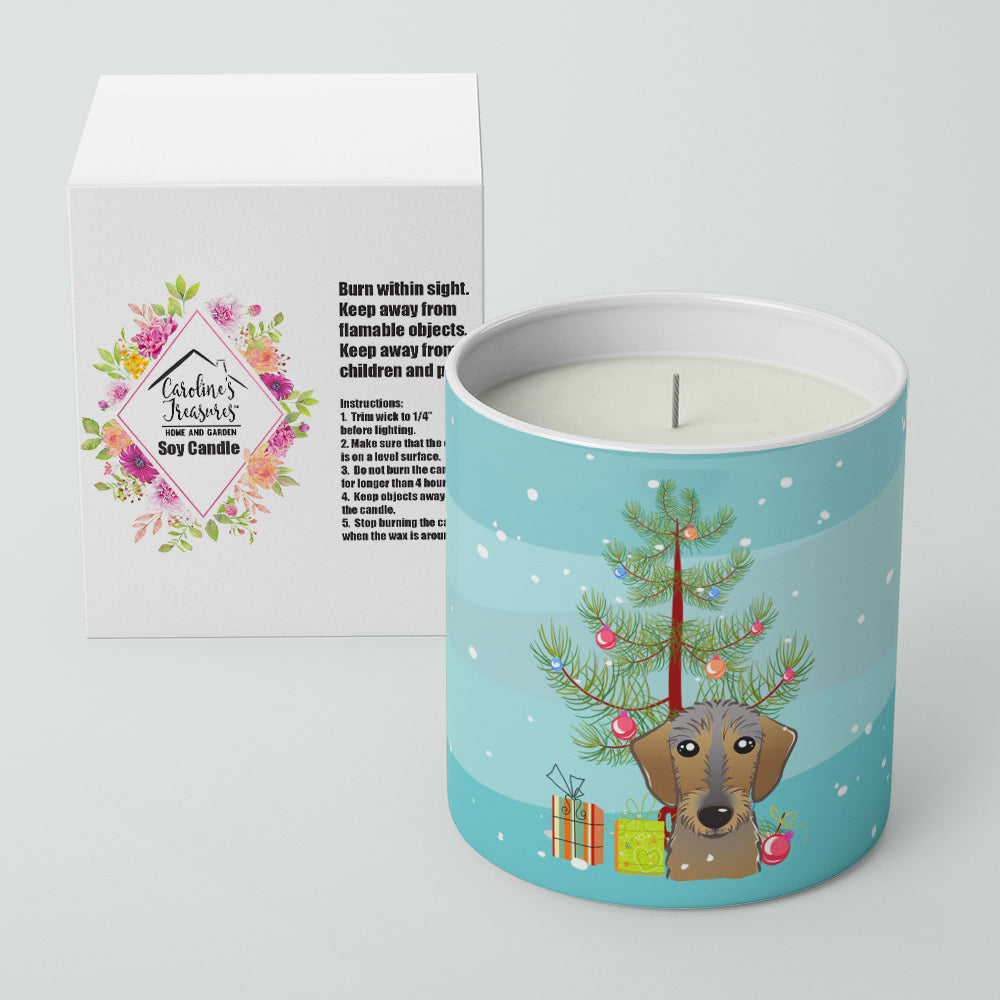 Christmas Tree and Wirehaired Dachshund 10 oz Decorative Soy Candle Image 2