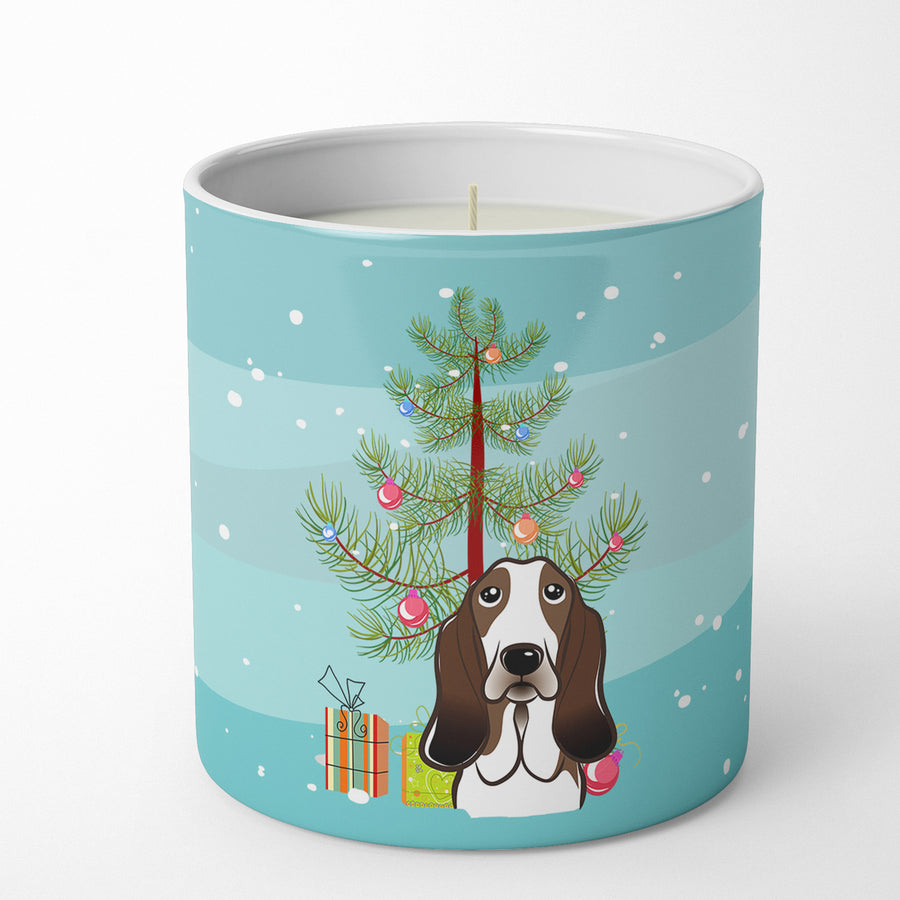 Christmas Tree and Basset Hound 10 oz Decorative Soy Candle Image 1