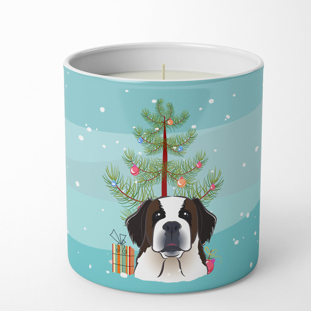 Christmas Tree and Saint Bernard 10 oz Decorative Soy Candle Image 1