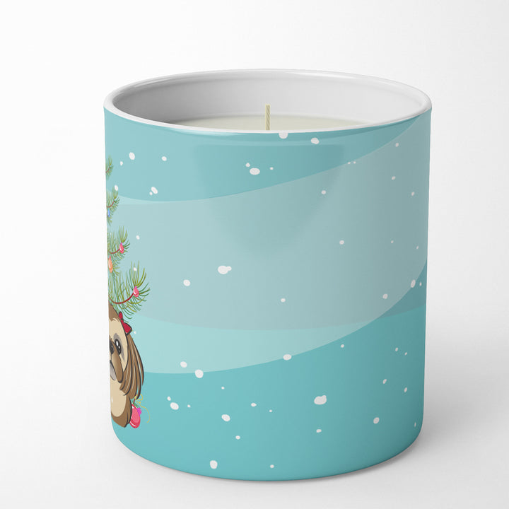 Christmas Tree and Chocolate Brown Shih Tzu 10 oz Decorative Soy Candle Image 5