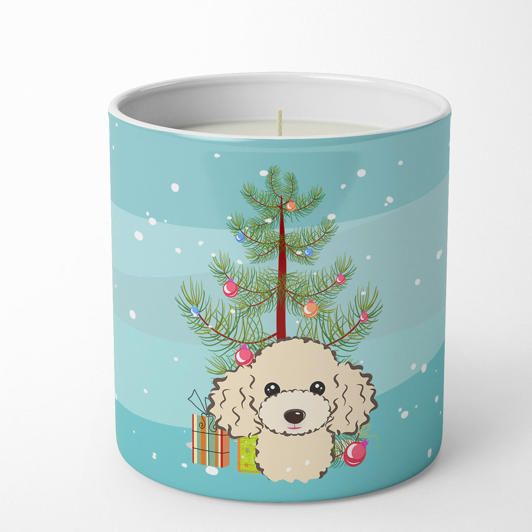 Christmas Tree and Buff Poodle 10 oz Decorative Soy Candle Image 1