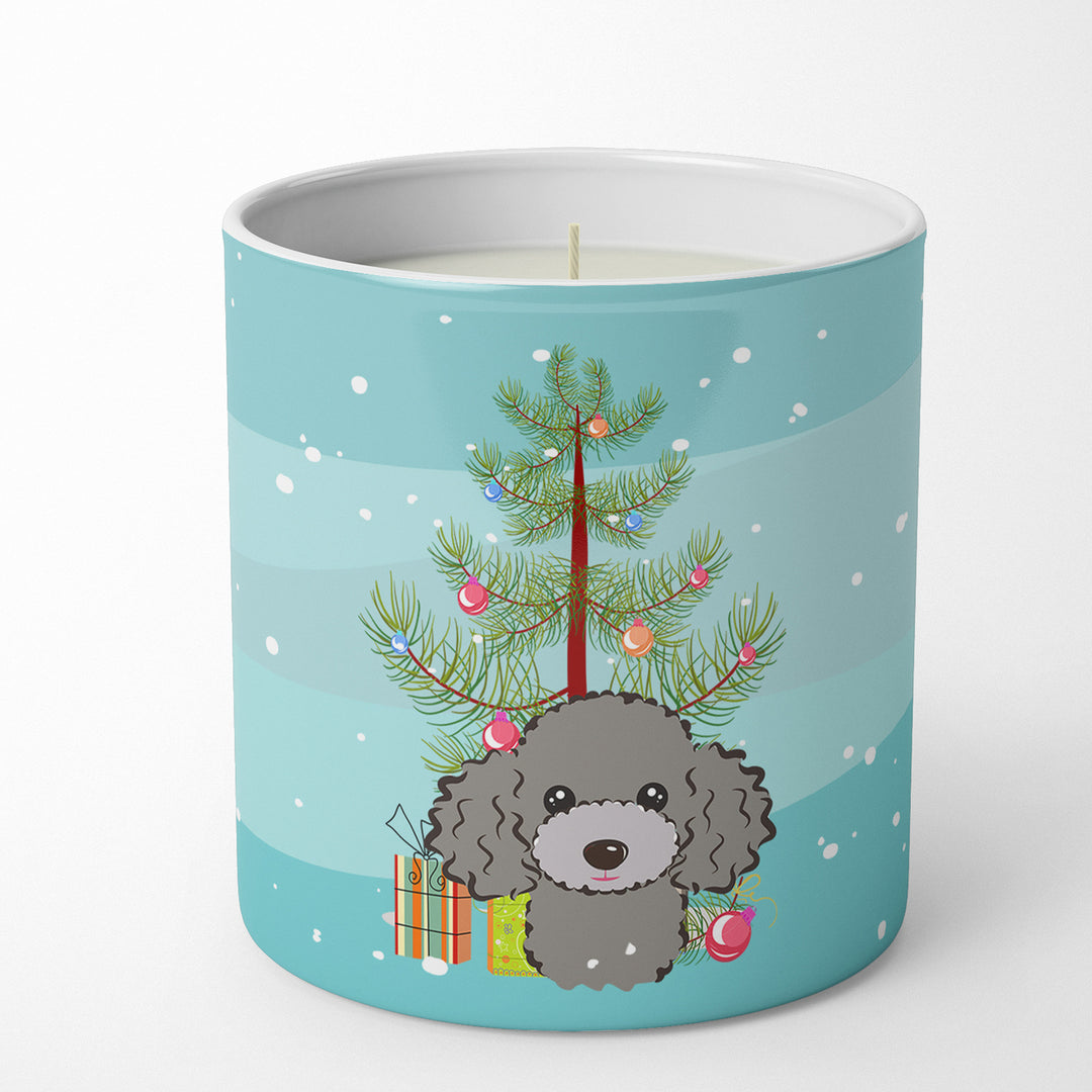 Christmas Tree and Silver Gray Poodle 10 oz Decorative Soy Candle Image 1