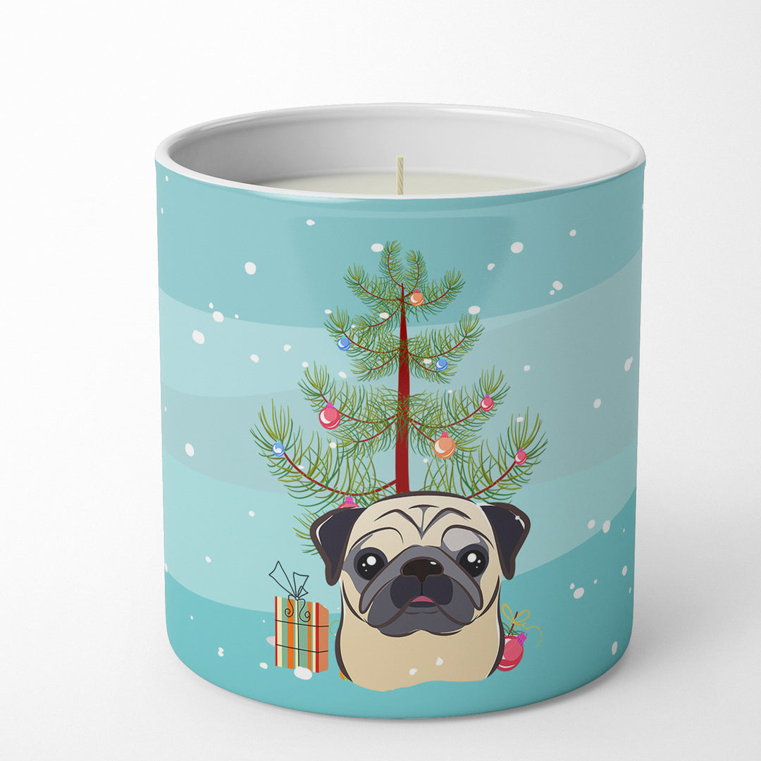 Christmas Tree and Fawn Pug 10 oz Decorative Soy Candle Image 1