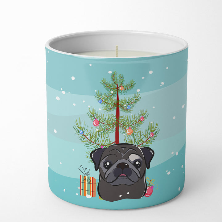 Christmas Tree and Black Pug 10 oz Decorative Soy Candle Image 1