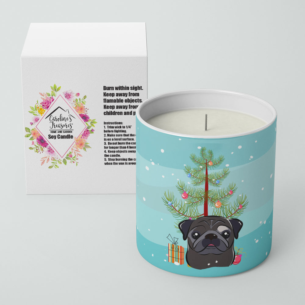 Christmas Tree and Black Pug 10 oz Decorative Soy Candle Image 2