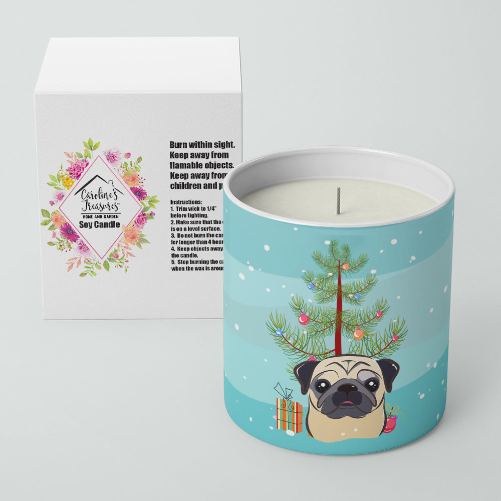 Christmas Tree and Fawn Pug 10 oz Decorative Soy Candle Image 2