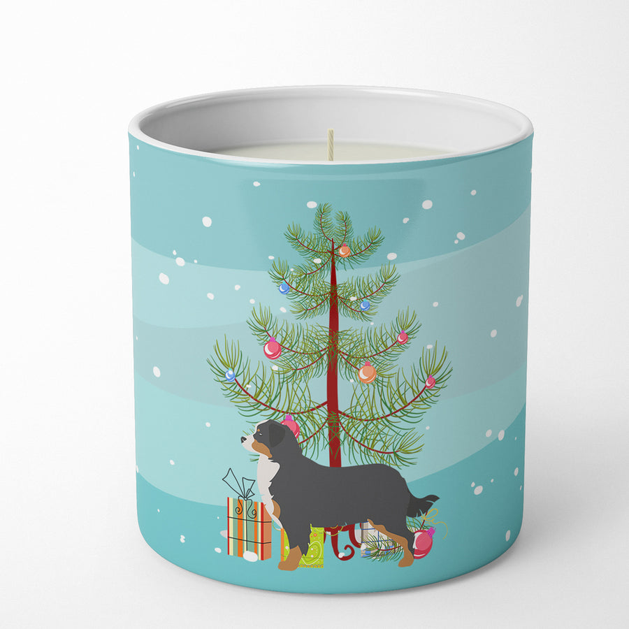 Bernese Mountain Dog Merry Christmas Tree 10 oz Decorative Soy Candle Image 1