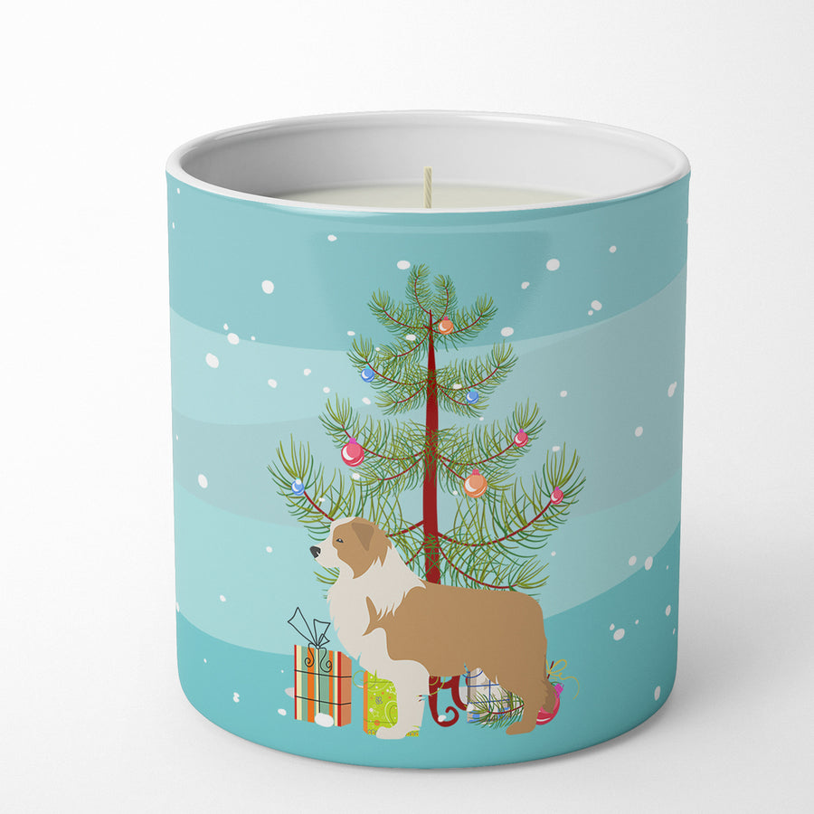 Red Border Collie Merry Christmas Tree 10 oz Decorative Soy Candle Image 1