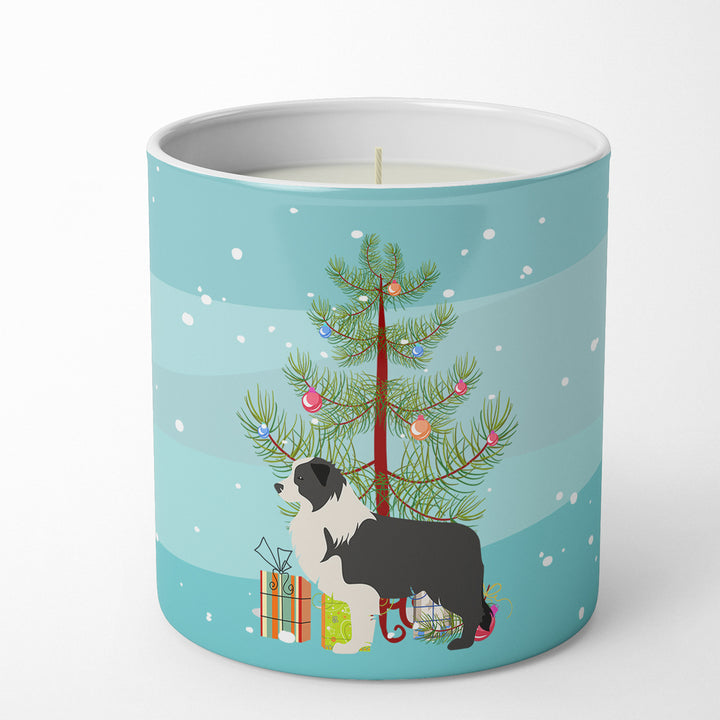 Black Border Collie Merry Christmas Tree 10 oz Decorative Soy Candle Image 1